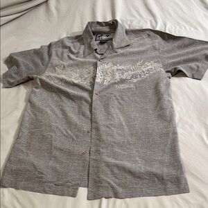 Margaritaville Men's Gray Floral Button-Down Shirt